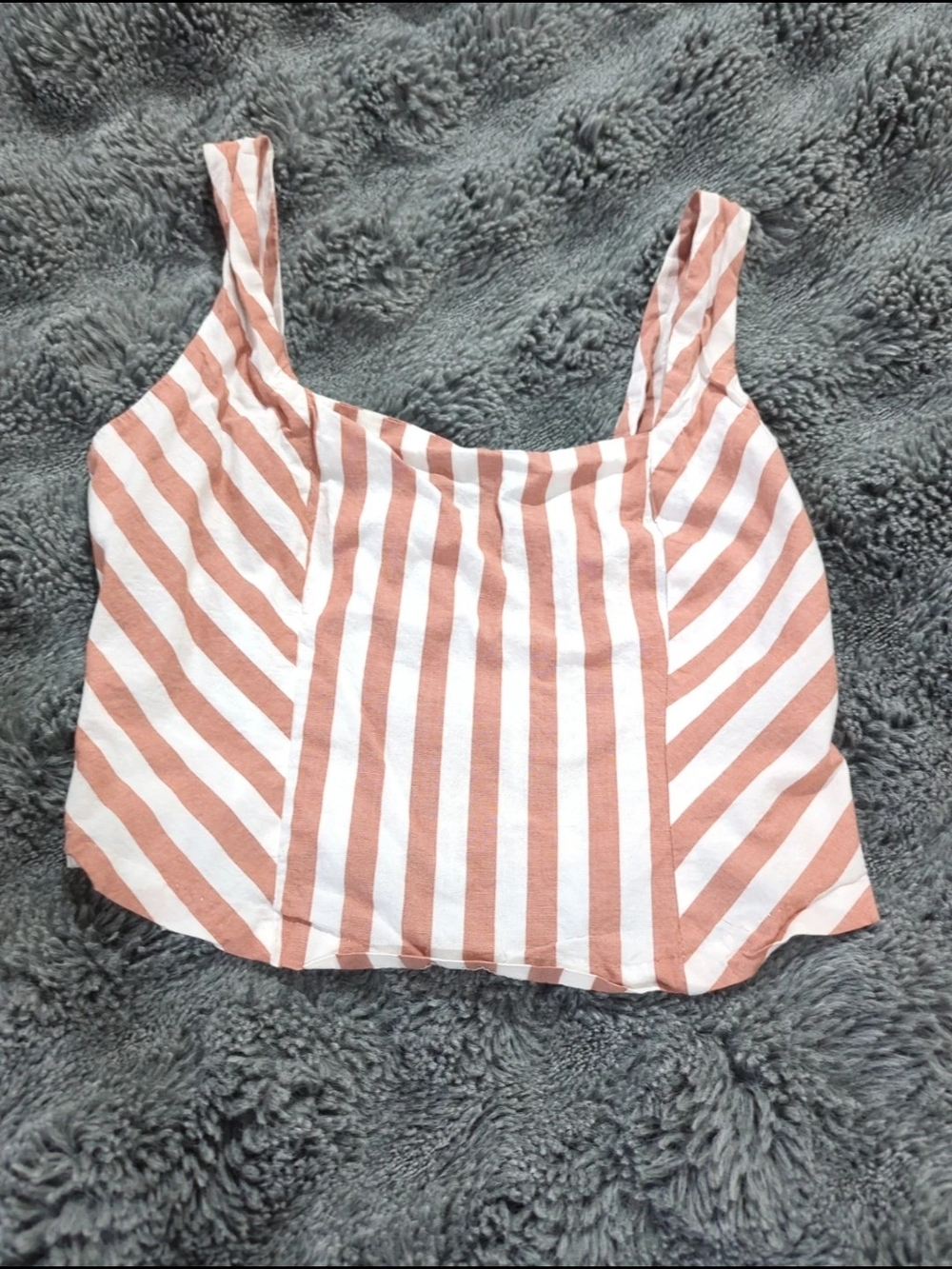 Maurices Women's Smocked Stripe Tank Top - White & Dusty Rose